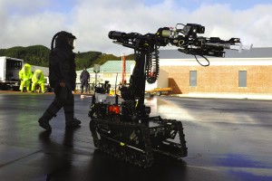 HANDOUT RESTRICTED TO EDITORIAL USE AND EDITORIAL SALES - MANDATORY CREDIT "AFP PHOTO / HO / NEW ZEALAND DEFENCE FORCE" This undated handout photo obtained on November 22, 2010 from the New Zealand Defence Force shows a military robot (L), named a "Remote Positioning Device Wheelbarrow Revolution, NZ Defence Force Version", being used at an undisclosed location. New Zealand rescuers on November 22 were considered sending the military robot into a blast-hit mine to search for 29 missing men, as a bore hole to check gas levels and carry video gear inched towards completion. AFP PHOTO / HO / NEW ZEALAND DEFENCE FORCE / AFP / NEW ZEALAND DEFENCE FORCE / New Zealand Defence Force